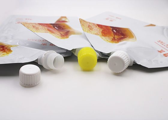 Sacos de empacotamento do malote líquido de superfície brilhante do bico do bocal no material dos alimentos para animais de estimação