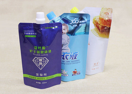 Personalize sacos líquidos plásticos do bico do bocal de Doypack do punho para o detergente para a roupa