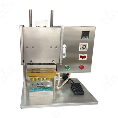 Pequena máquina de vedação térmica semiautomática para bolsas e copos de cápsulas