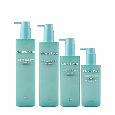 Garrafas cosméticas PET para shampoos, lavagem corporal com bomba