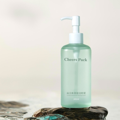 Green Luxury 50ml 100ml 450ml Botalhas redondas de plástico Loção Cosmética Material PP Press Pump Squeeze Bottles for Skin Care Shampoo