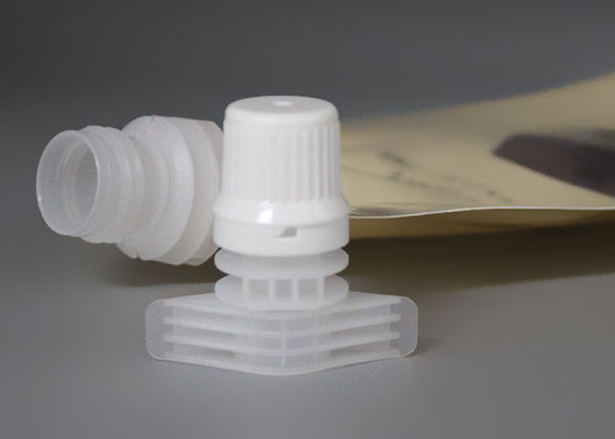 O bico plástico branco com tampões poderia embalagem de enchimento automática no malote Doypack do bico