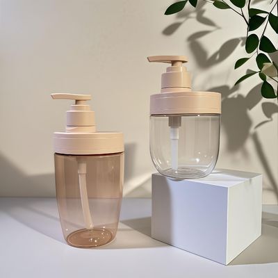 Garrafa cosmética de plástico PET de 400 ml e 500 ml com bomba de pressão para shampoo e loção de óleos essenciais