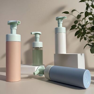 Frasco cosmético de plástico de 100ml, 120ml e 160ml, frasco PET para shampoo, loção, gel de banho com bomba de pressão e cor personalizada