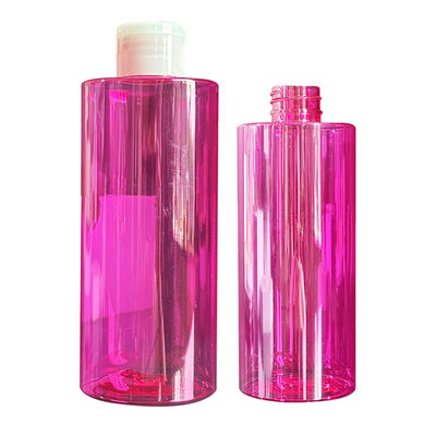 Frasco de loção de plástico PET transparente vermelho com tampa de disco de pressão e capacidade de 300/400/500ml