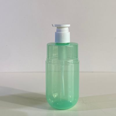 300 ml de capacidade Transparente PET verde frasco distribuidor de bomba para loção cosmética com logotipo personalizado