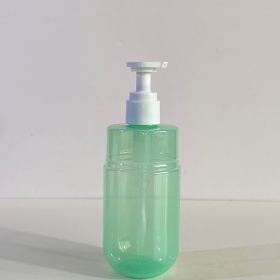 300 ml de capacidade Transparente PET verde frasco distribuidor de bomba para loção cosmética com logotipo personalizado