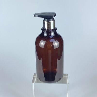 500 ml Semi-transparente Marrom PET Botão de plástico Press Pump para Creme Gel Chuveiro Cuidados com Cabelos Torrada Cap para embalagens de cosméticos