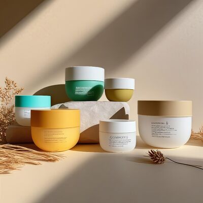 Garrafa de plástico PP de qualidade alimentar com tampa de parafuso e rótulo impresso com UV para 150-500 ml de cremes cosméticos para rosto e corpo (pacote de alegria)