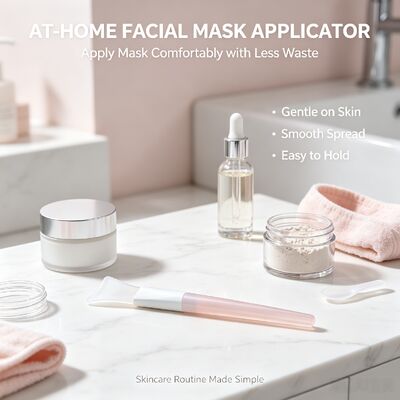 Aplicador de máscara facial de silicone macio, escova com cabo de silicone, creme de cuidados com a pele, espátula cosmética reutilizável, aplicação de mistura de máscara facial