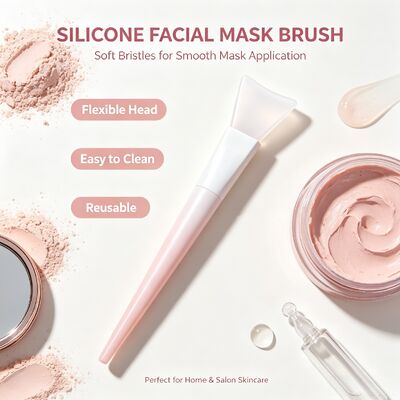 Aplicador de máscara facial de silicone macio, escova com cabo de silicone, creme de cuidados com a pele, espátula cosmética reutilizável, aplicação de mistura de máscara facial
