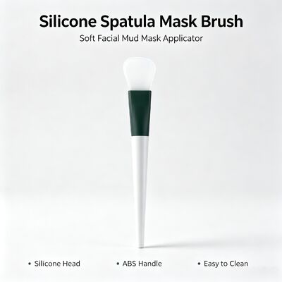 Escova de máscara de espátula de silicone, aplicador de máscara de lama facial macio com cabeça de silicone e alça ABS para aplicação de cuidados com a pele