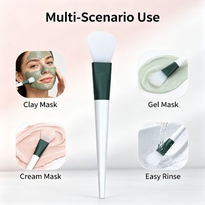 Escova de máscara de espátula de silicone, aplicador de máscara de lama facial macio com cabeça de silicone e alça ABS para aplicação de cuidados com a pele