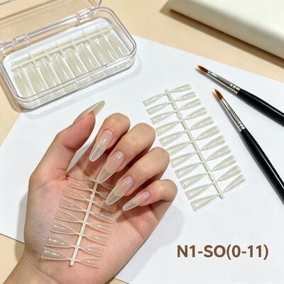 Conjunto de Tips de Unhas Postiças Transparentes de Cobertura Total em ABS para Unhas Press On, Extensão de Salão, Nail Art DIY e Fornecimento por Atacado