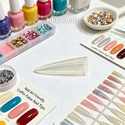 Conjunto de Tips de Unhas Postiças Transparentes de Cobertura Total em ABS para Unhas Press On, Extensão de Salão, Nail Art DIY e Fornecimento por Atacado
