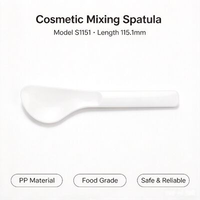 Espátula cosmética de PP de grau alimentício S1151, colher de mistura de beleza de plástico de 115,1 mm. Cabeça curva suave para misturar pó de máscara e aplicar creme para cuidados com a pele, ideal para salão de beleza e cuidados com a pele DIY em casa