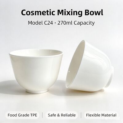 Tigela de Mistura Cosmética C24 TPE de Grau Alimentício 270ml para Salão e Skincare DIY | Seguro para misturar pó de máscara e pasta de beleza. Recipiente de beleza reutilizável antiaderente para cuidados faciais profissionais de salão e DIY em casa