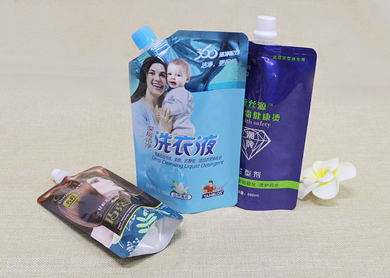 Personalize sacos líquidos plásticos do bico do bocal de Doypack do punho para o detergente para a roupa